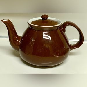 Mid Century Vintage Brown Ceramic Restaurant Diner Style Lidded Teapot
